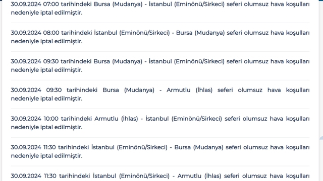 BUDO'nun 8 seferi iptal edildi
