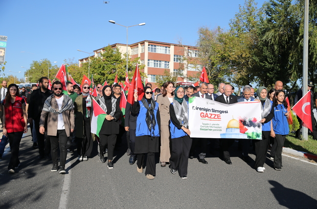 Edirne'de "Filistin'e Destek Soykırıma İsyan" yürüyüşü düzenlendi