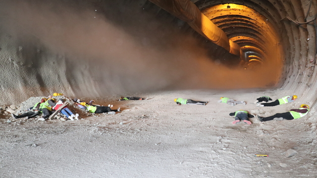 Yozgat'ta tünel inşaatında yangın tatbikatı yapıldı
