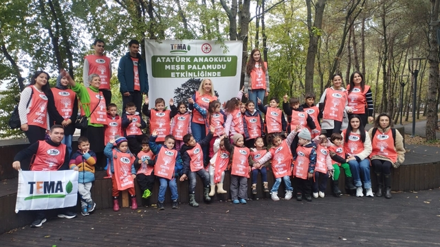Samsun'da TEMA gönüllüleri anaokulu öğrencileriyle meşe palamudu dikti