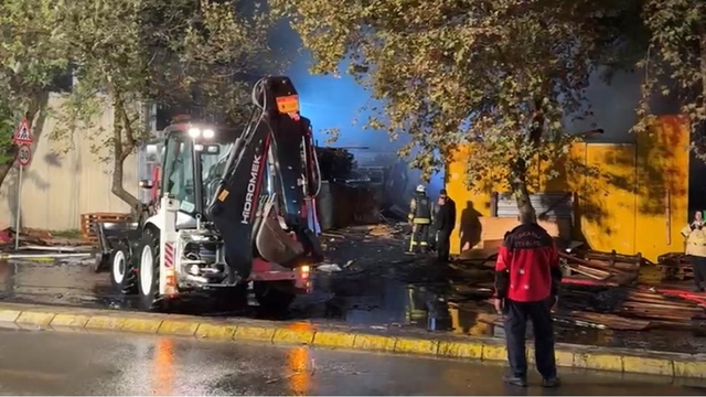 Kocaeli'de palet deposunda yangın (2)