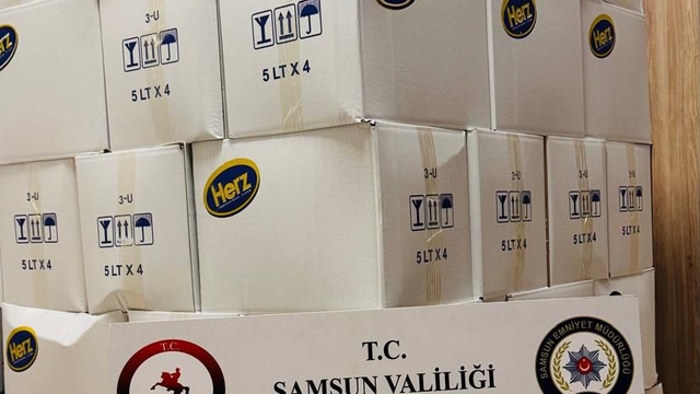 Samsun'da 1070 litre etil alkol ele geçirildi