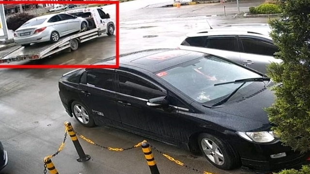 Telefon dolandırıcıları kameralara yakalanmamak için araçlarını çekiciye yükleyip kaçmış
