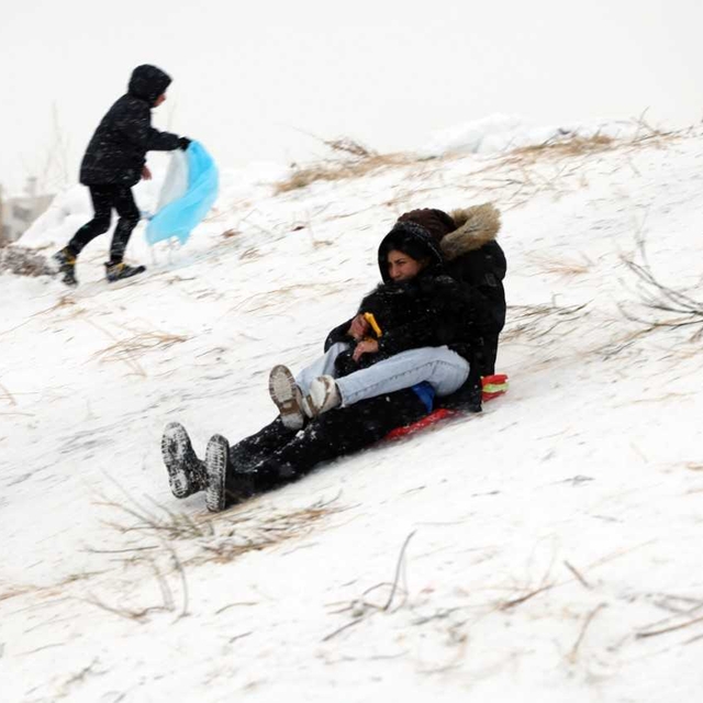 Talas'ta vatandaşların kayak keyfi