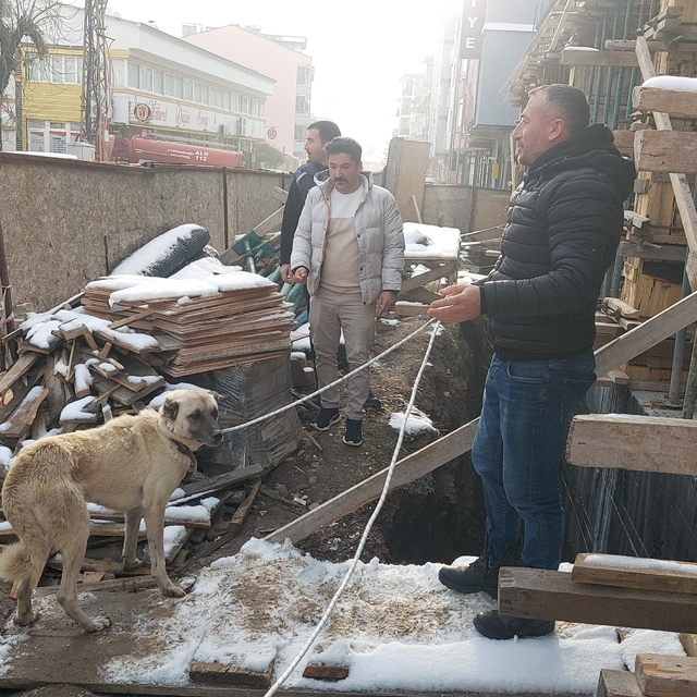 Amasya'da inşaata düşen köpek kurtarıldı