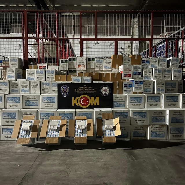 Adana'da 12 milyon bandrolsüz makaron ele geçirildi