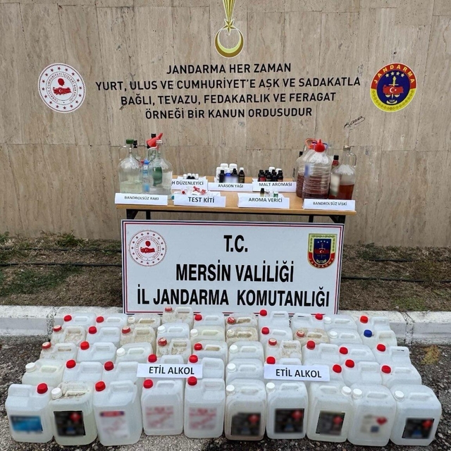 Mersin'de 540 litre sahte içki ele geçirildi