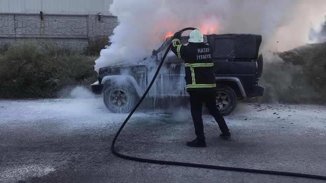 Hatay'da seyir halindeki cipte çıkan yangın söndürüldü