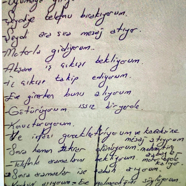 Eski eş katilinin 'cinayet notları'