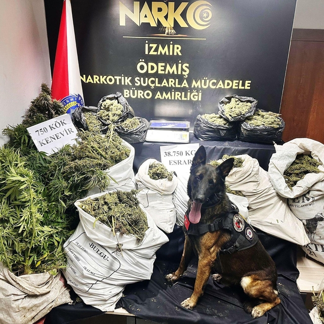 İzmir'de 38 kilo 750 gram esrar ele geçirildi