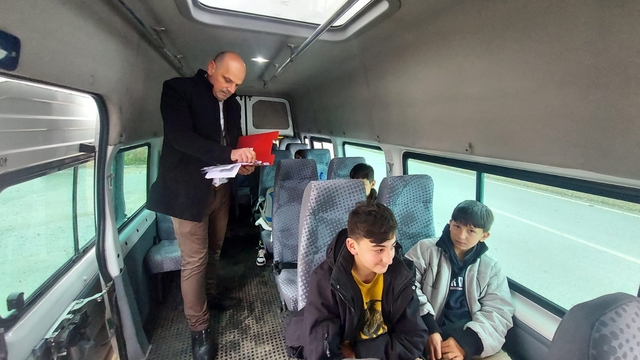 Gümüşhacıköy'de öğrenci servisleri denetlendi