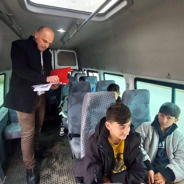 Gümüşhacıköy'de öğrenci servisleri denetlendi