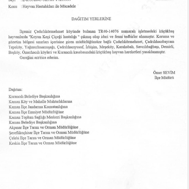 Kırşehir'de çiçek hastalığı görüldü; 13 köyde hayvan hareketi durduruldu