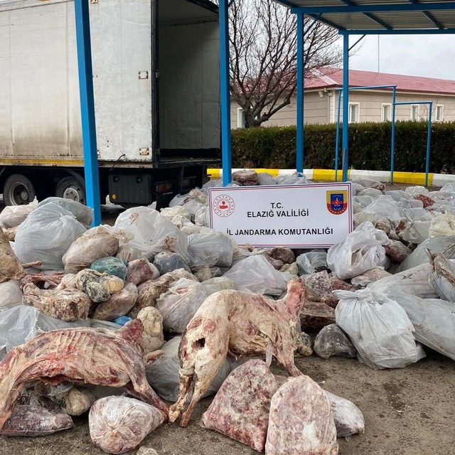 Elazığ'da kamyon kasasında 5 ton 880 kilogram kaçak et ele geçirildi
