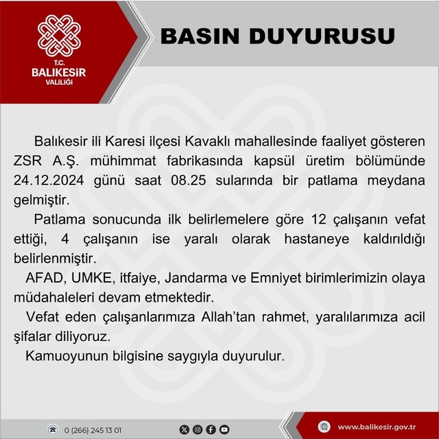 Balıkesir'de mühimmat fabrikasında patlama; 12 ölü, 4 yaralı (5)