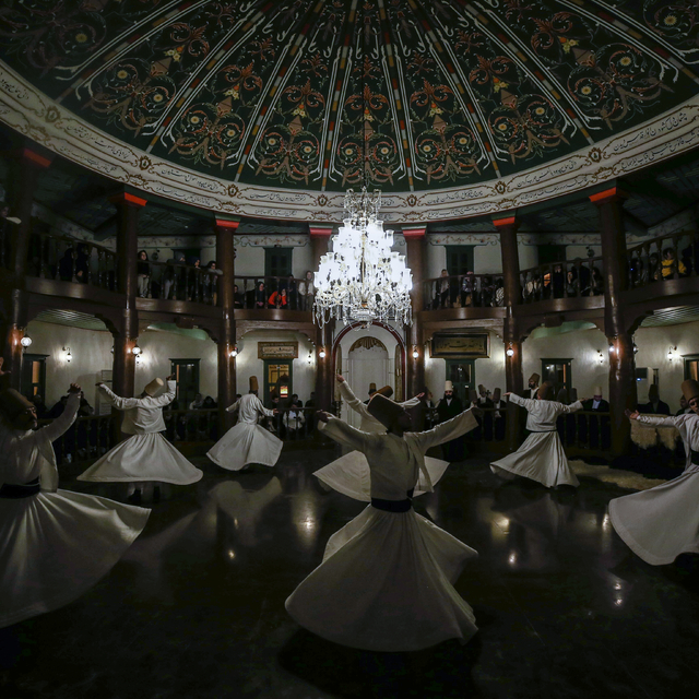 Bursa'daki tarihi mevlevihanede "751. Vuslat Yıl Dönümü Sema Mukabelesi" ic...