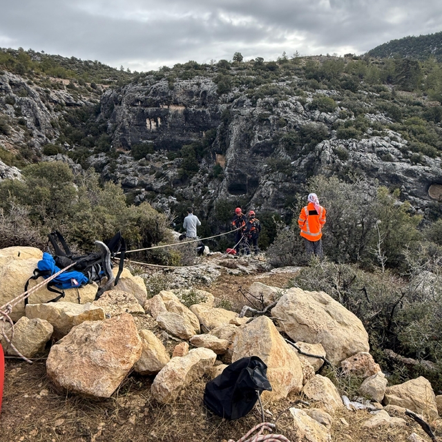 Mersin'de uçurumda 6 gün mahsur kalan keçiyi itfaiye kurtardı