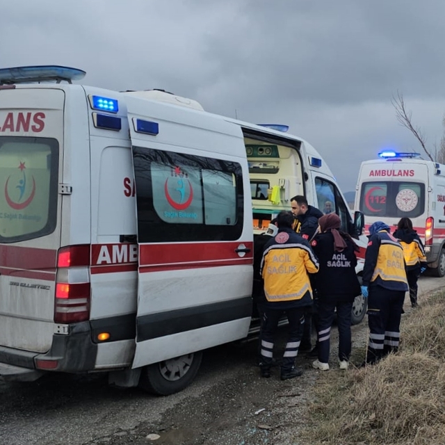 Çorum'da kamyonla çarpışan otomobildeki 2 kişi yaralandı