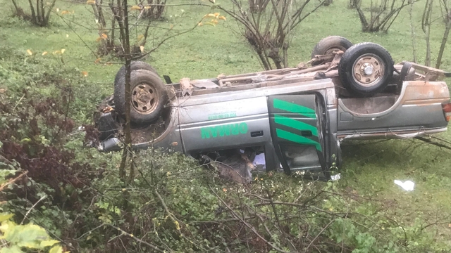 Sakarya'da fındık tarlasına devrilen kamyonetteki 5 kişi yaralandı