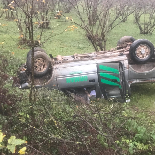 Sakarya'da fındık tarlasına devrilen kamyonetteki 5 kişi yaralandı