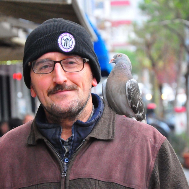 Sahiplendiği güvercin 'Osman', omzundan inmiyor