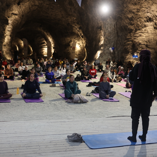 Çankırılı kadınlar yerin 150 metre altında nefes egzersizi yaptı
