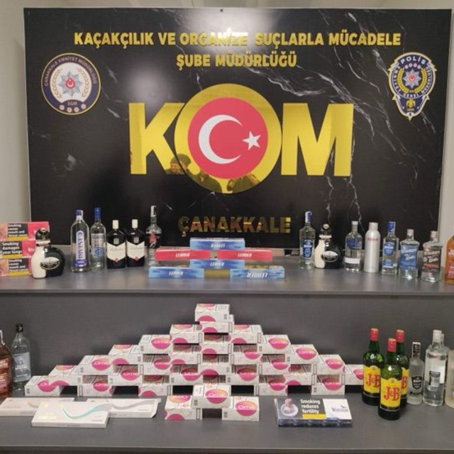Çanakkale'de içki ve sigara kaçakçılığı iddiasıyla 2 şüpheli gözaltına alın...