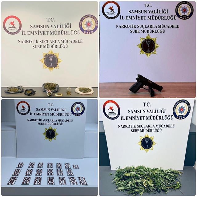 Samsun'da uyuşturucu ve silah operasyonunda 8 zanlı yakalandı