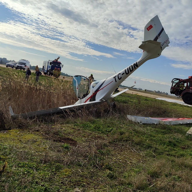 Bursa'da pistten çıkan eğitim uçağının pilotu yaralandı