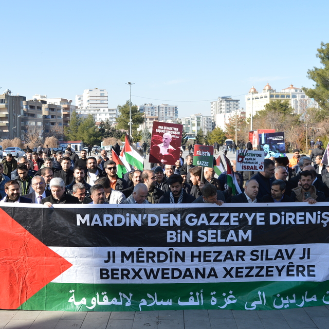 Mardin'deki İsrail protestosunda, saldırılarda öldürülen gazeteciler anıldı