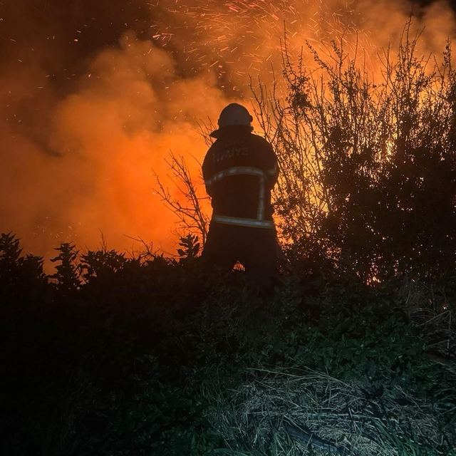 Hatay'da kamışlık alanda çıkan yangın söndürüldü