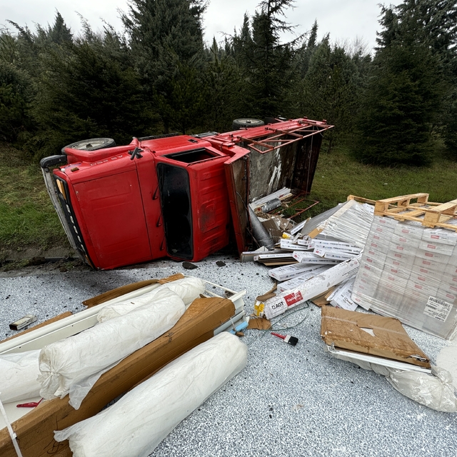 Anadolu Otoyolu'nda devrilen kamyonetin sürücüsü yaralandı