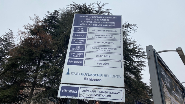 İzmir Büyükşehir Belediyesi'nin Elazığ'a yaptıracağı okul, yarım kaldı; yüklenici firma ve belediyeden açıklama
