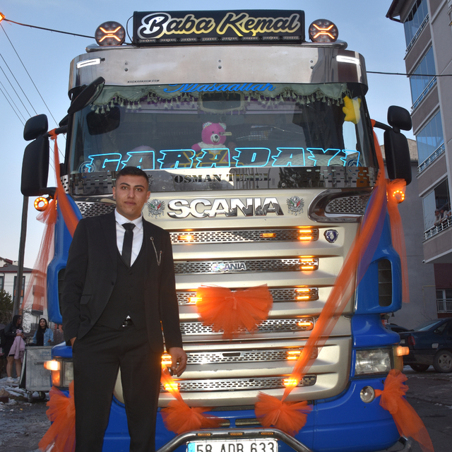 'Çekici' gelin arabası oldu