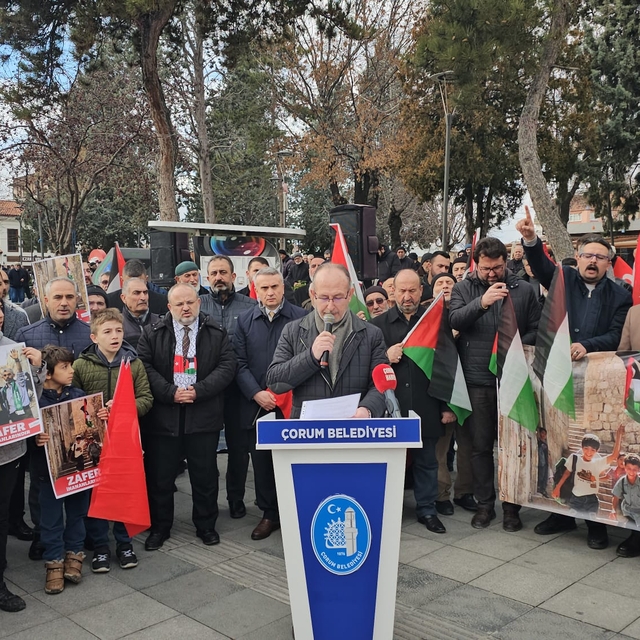 Çorum'da Gazze'deki ateşkes dolayısıyla basın açıklaması yapıldı