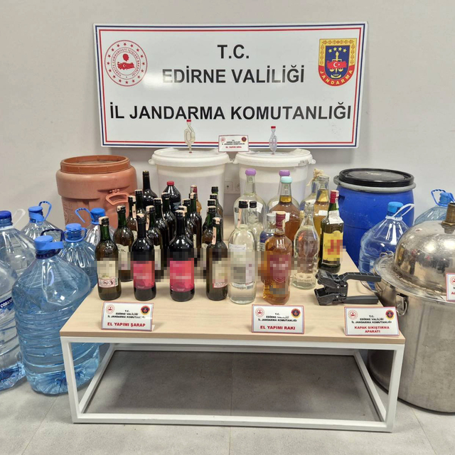 Edirne'de 384 litre sahte içki ele geçirildi