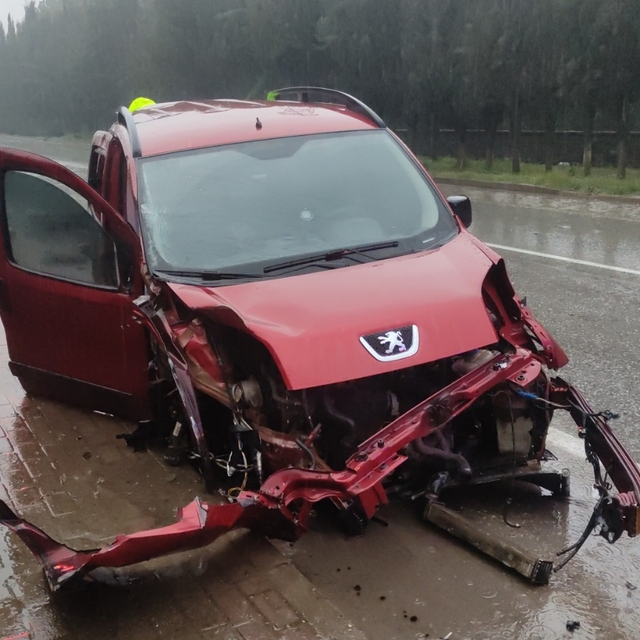 Bursa'da ağaca çarpan hafif ticari araçtaki 2 kişi yaralandı