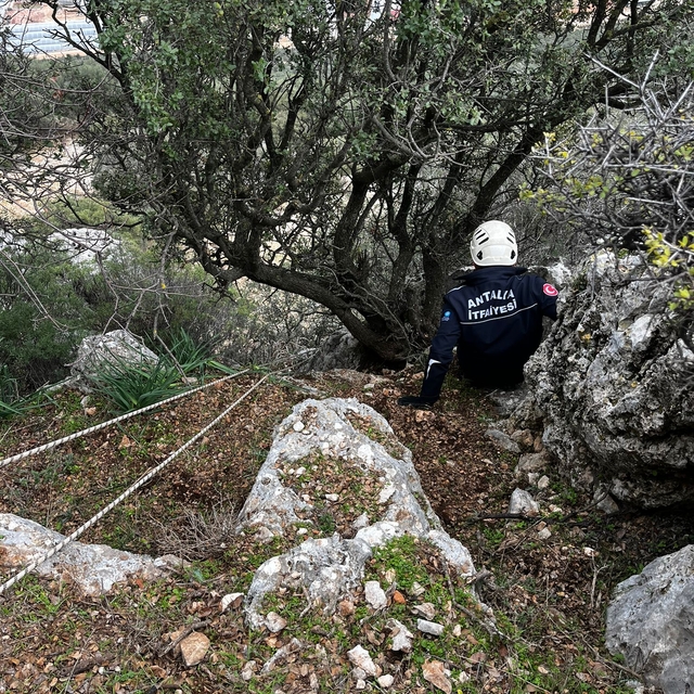Antalya'da dağlık alanlarda mahsur kalan 2 keçi kurtarıldı