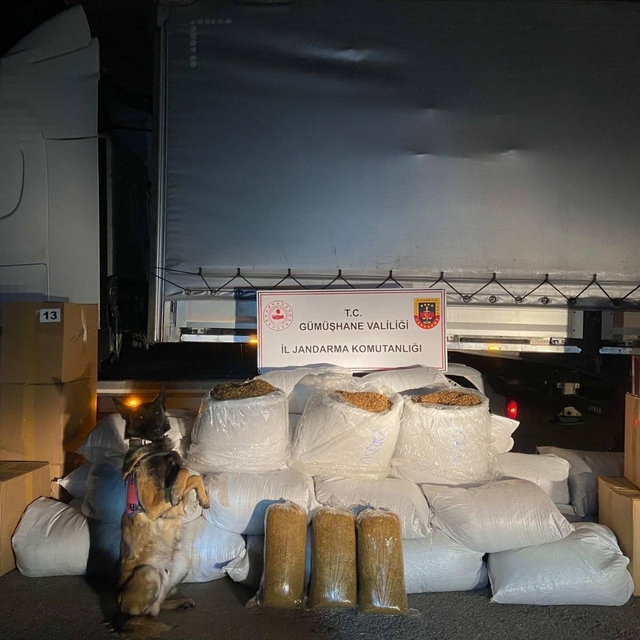 Gümüşhane'de 644 kilogram kaçak tütün ele geçirildi