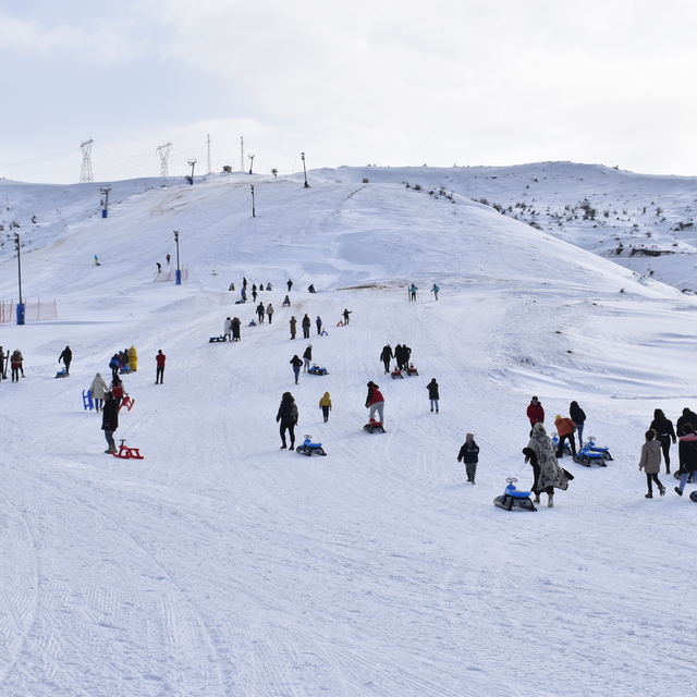 Bitlis'te koruma altındaki çocuklar kayak keyfi yaptı