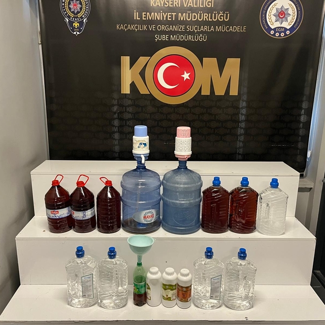 Kayseri'de sahte içki operasyonunda 1 şüpheli yakalandı