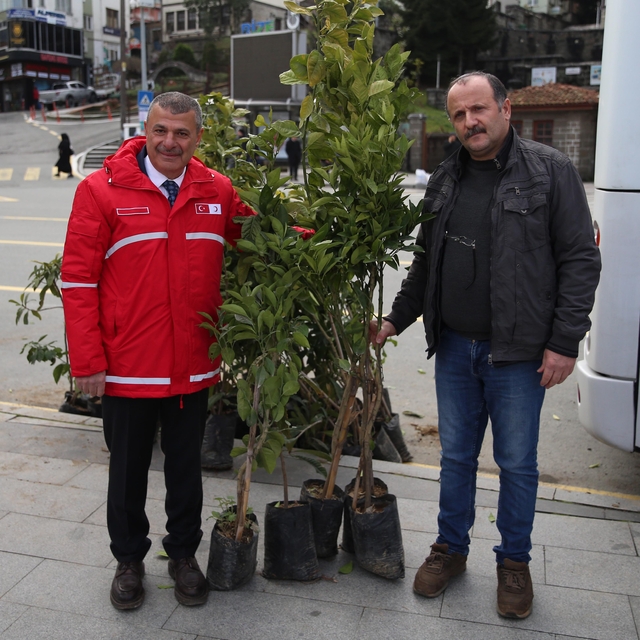 Rize'de kan bağışçılarına meyve fidanı hediye edildi