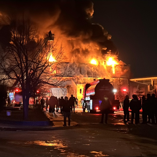 Afyonkarahisar'da bir fabrikada çıkan yangına müdahale ediliyor