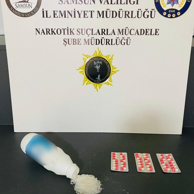 Samsun'da ayran şişesine gizlenmiş uyuşturucu ele geçirildi
