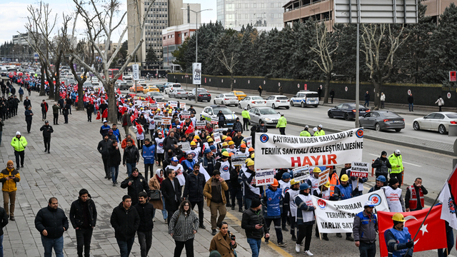 Çayırhan Termik Santrali'nin özelleştirilmesini istemeyen işçiler basın açıklaması yaptı