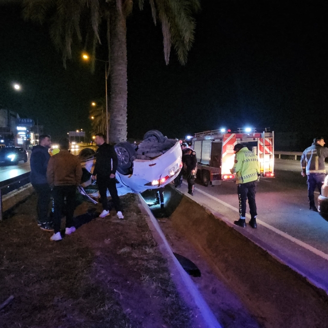 Antalya'da palmiye ağacına çarpan otomobildeki 2 kişi yaralandı
