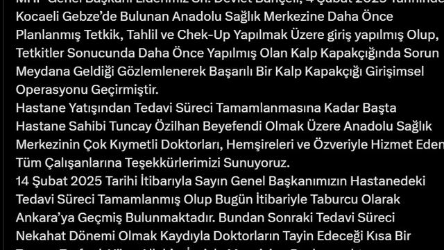 Devlet Bahçeli taburcu edildi (2)
