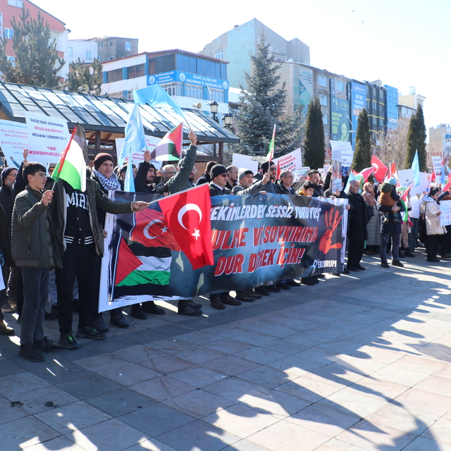 Erzurum Sivil Toplum Platformu ile sağlık çalışanları Gazze için yürüdü
