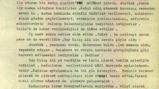MİT, Atatürk'ten gazeteci olduğunu söyleyerek mülakat isteyen İngiliz kadın ile ilgili raporu paylaştı