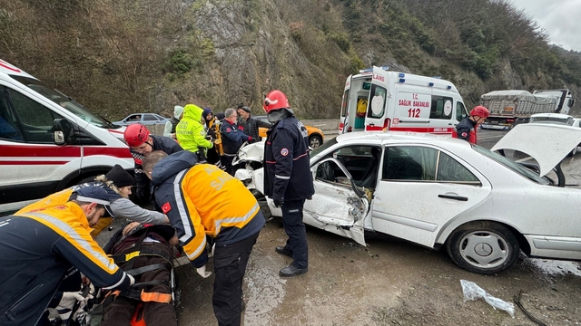 Sakarya'da bariyere çarpan otomobildeki yaşlı çift yaralandı